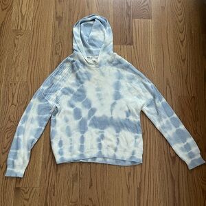 Full Tilt Blue and White Knit Hooded Sweater